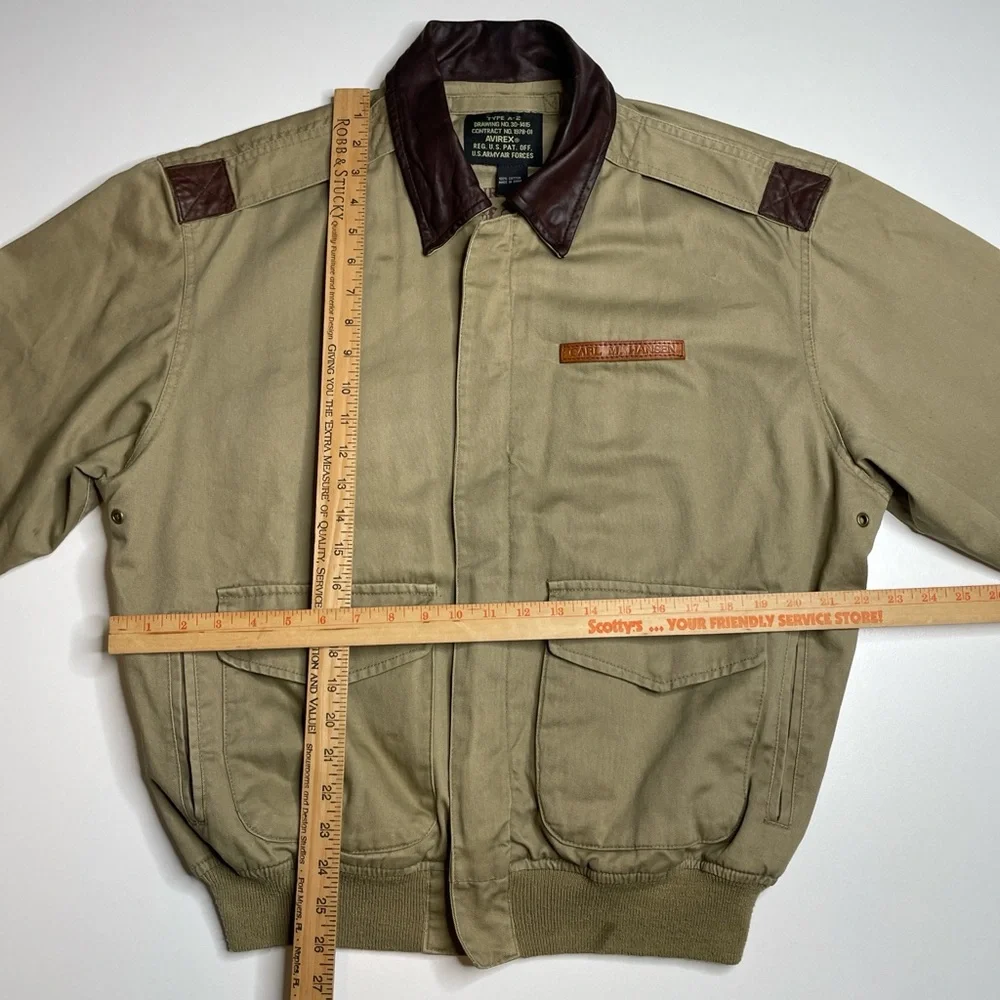 Vintage Avirex A-2 Bomber Flight Jacket USAF Certified USA Beige Cotton Canvas M - Picture 9 of 9